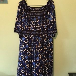 Square Neck Geometric Print Dress